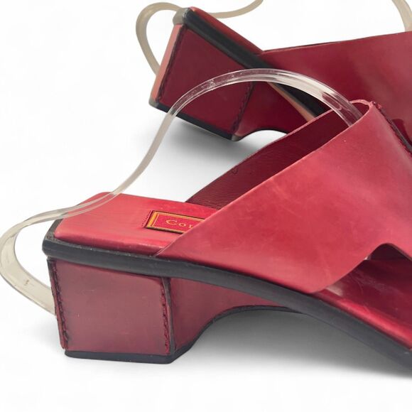 Vintage Cole Haan Red Leather Block Heel Sandals – Size 8.5 B (Fits 9), 2″ Heel - Picture 4 of 8
